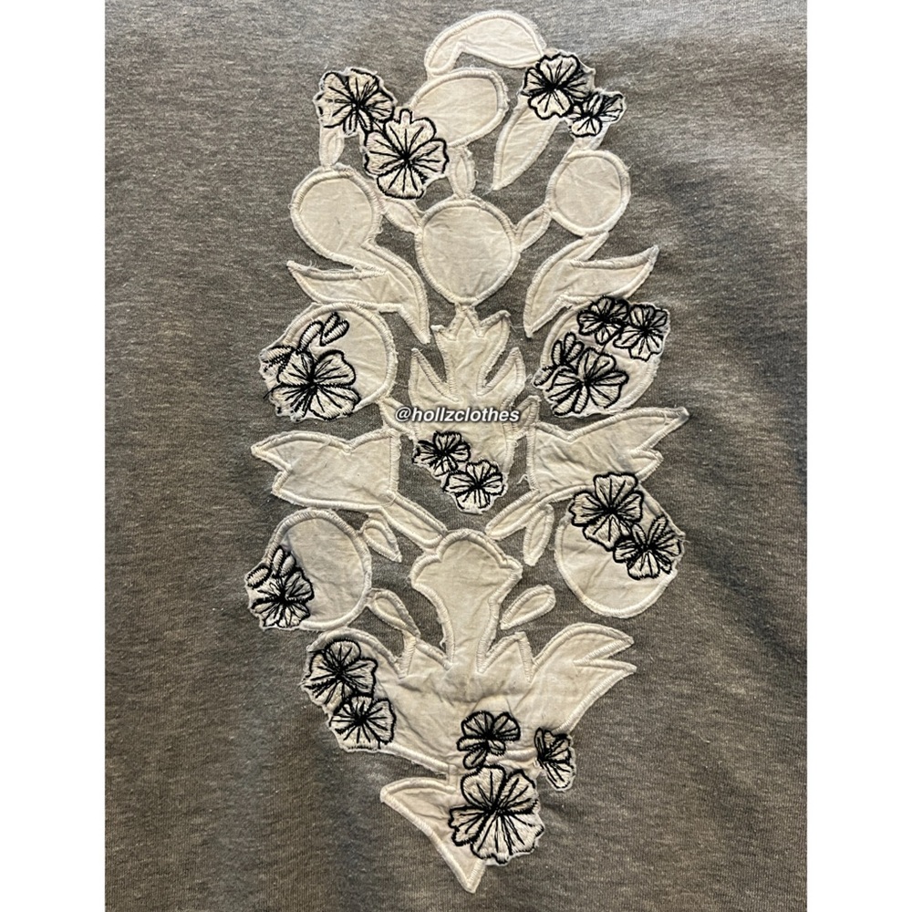 Free People Final Call Embroidered Hoodie Heather Grey Combo XL - Picture 6 of 8